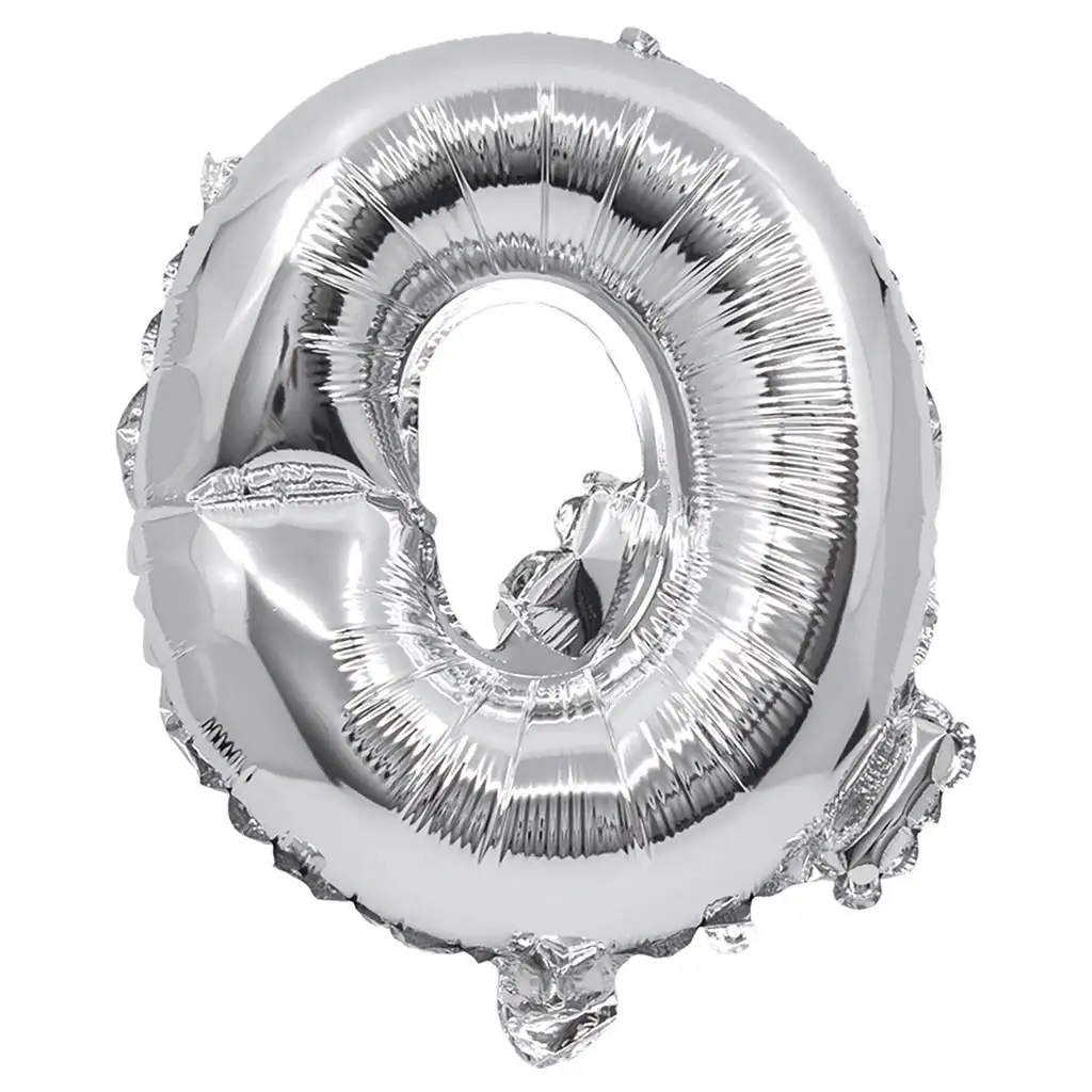 Betű formájú fólia lufi ezüst színben – Q betű 32cm
