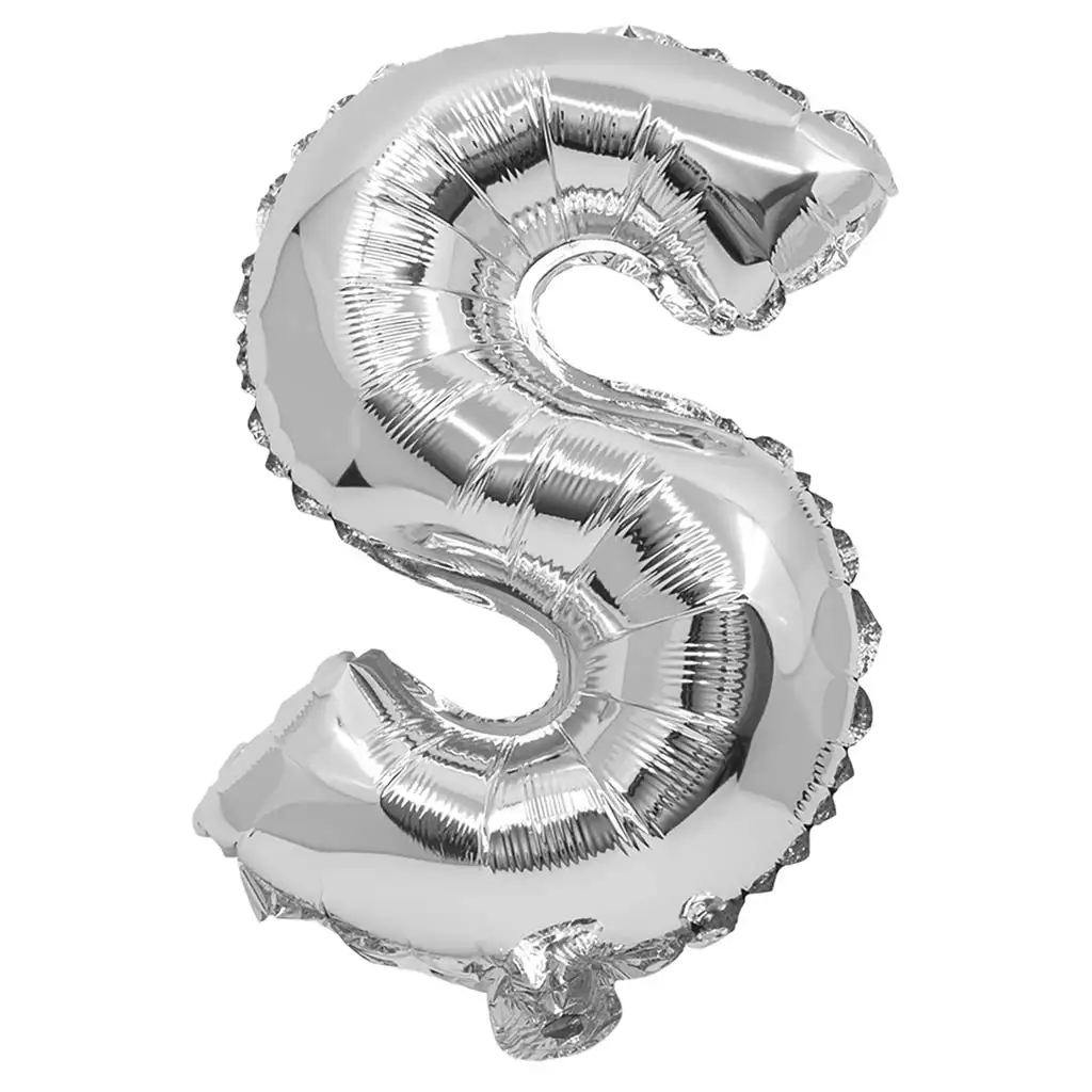 Betű formájú fólia lufi ezüst színben – S betű 32cm