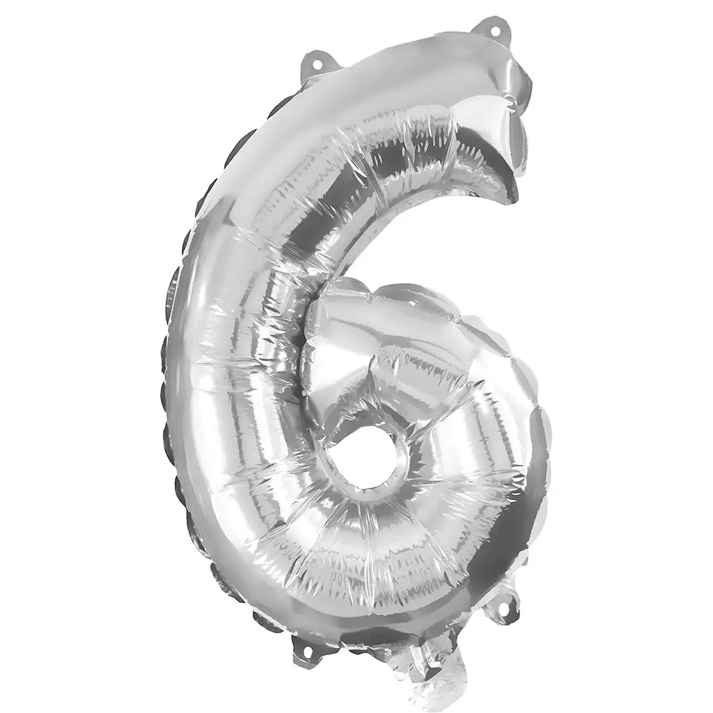 Számos fólia lufi ezüst színben – 6-os szám 32cm