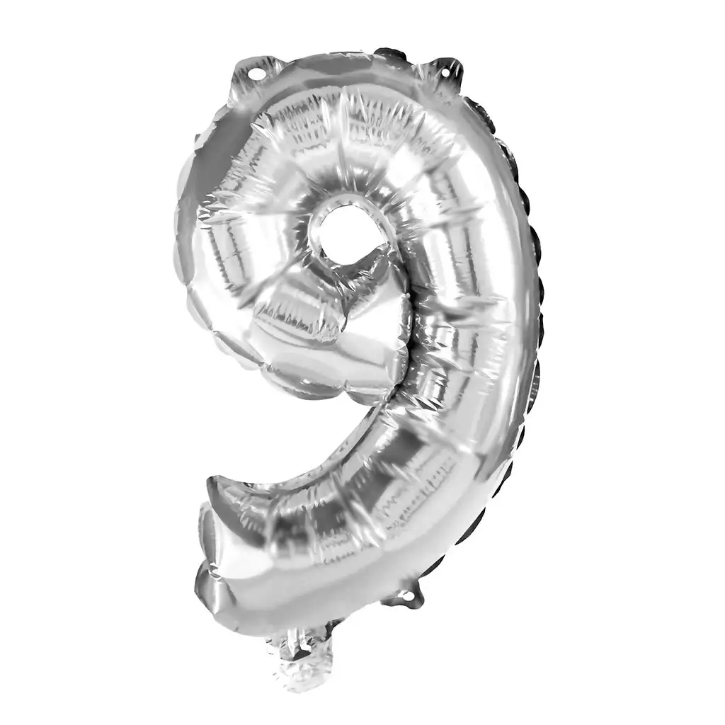Számos fólia lufi ezüst színben – 9-es szám 32cm