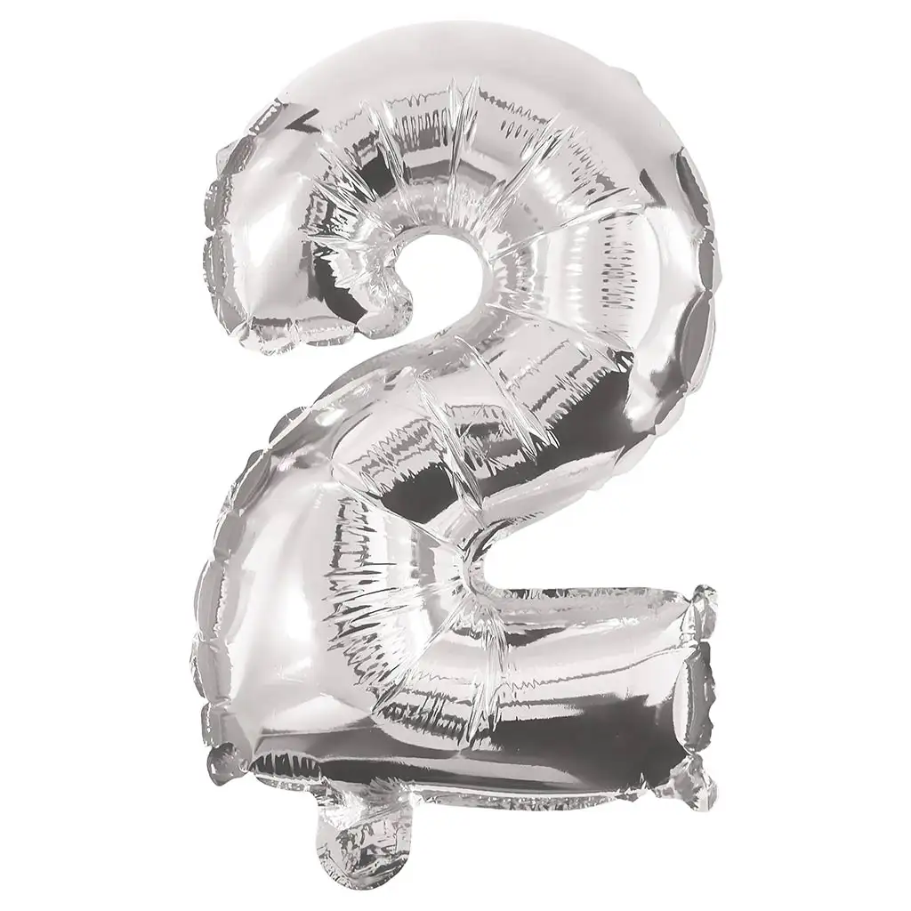 Számos fólia lufi ezüst színben – 2-es szám 86cm