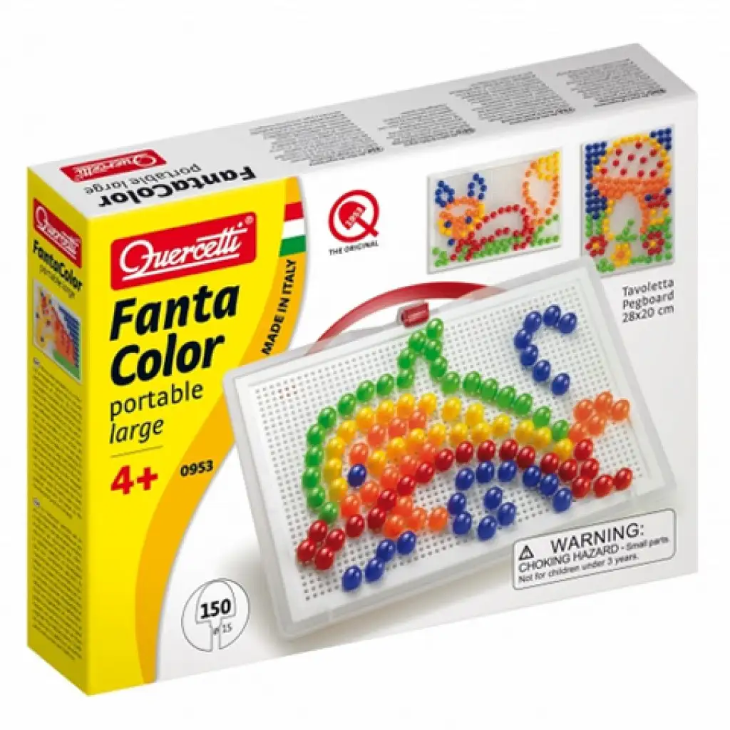 Quercetti: Színes pötyi készlet-delfin 150db-os