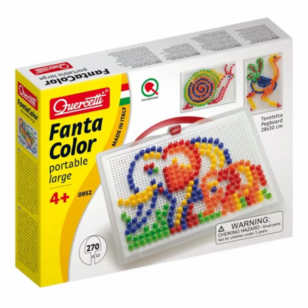 Quercetti: Színes pötyi készlet-elefánt 270db-os