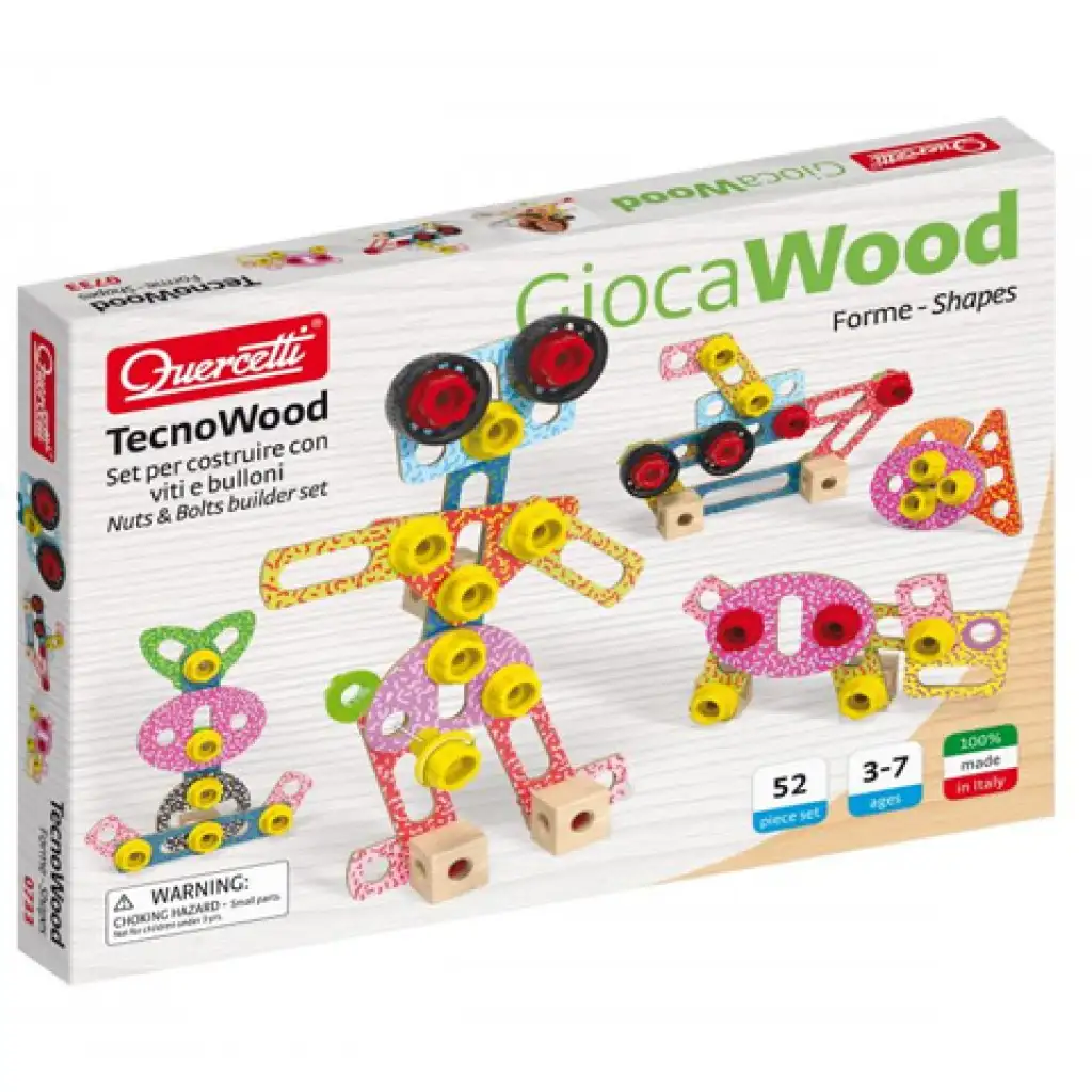 Quercetti: Techo Maxi Alakzatok és formák fa építőjáték