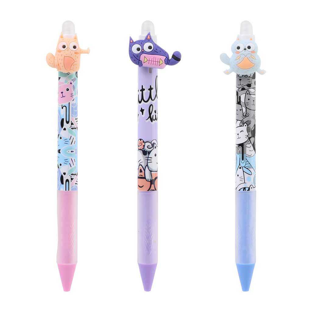 Nebulo: Radírozható nyomógombos zselés toll Vicces cicák többféle 1db