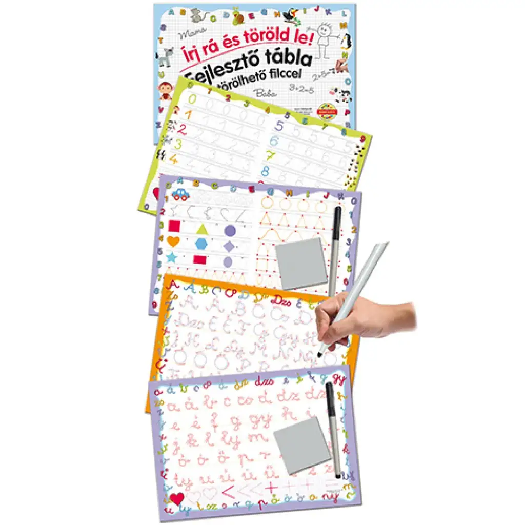 Készségfejlesztő rajztábla letörölhető filccel: Formák - D-Toys kép 3