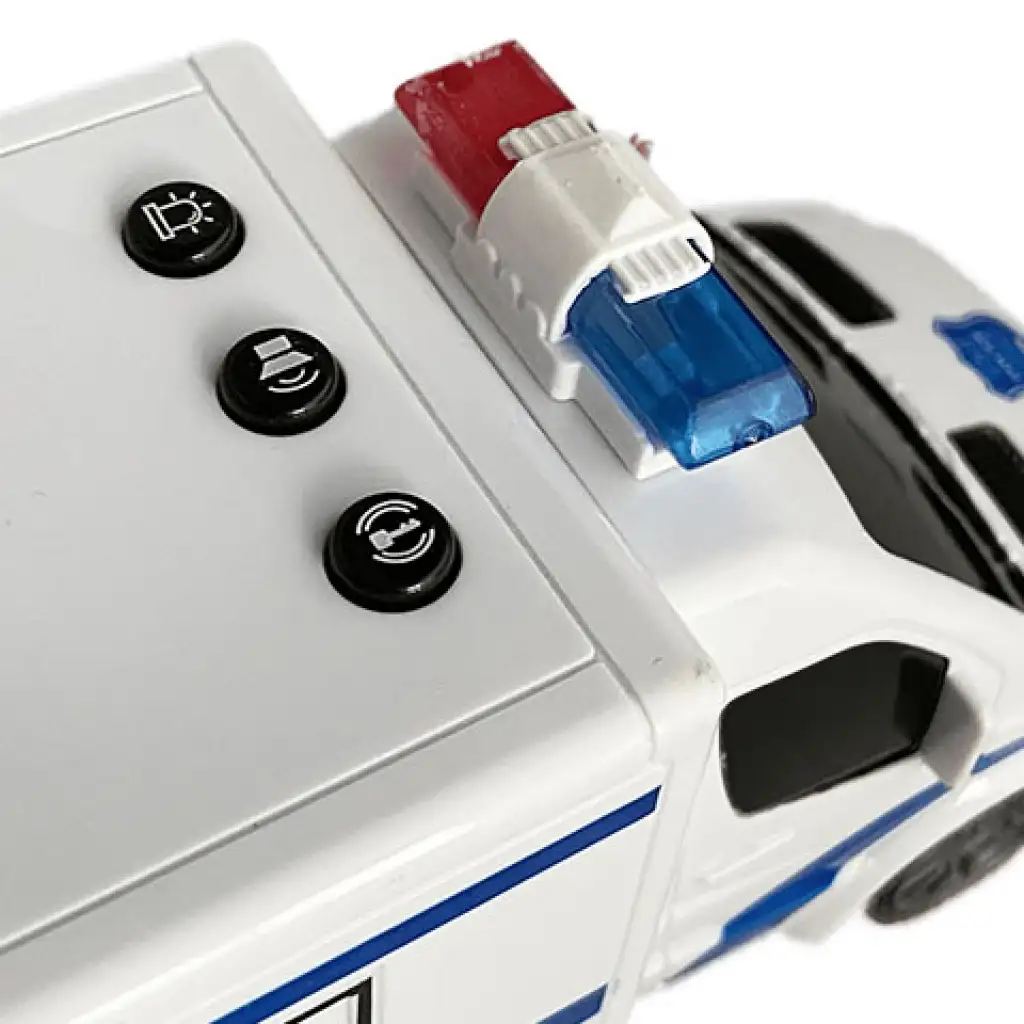 RC Távirányítós rendőr kisbusz fény és hang effektekkel 1:18-as méretarány 20cm kép 3