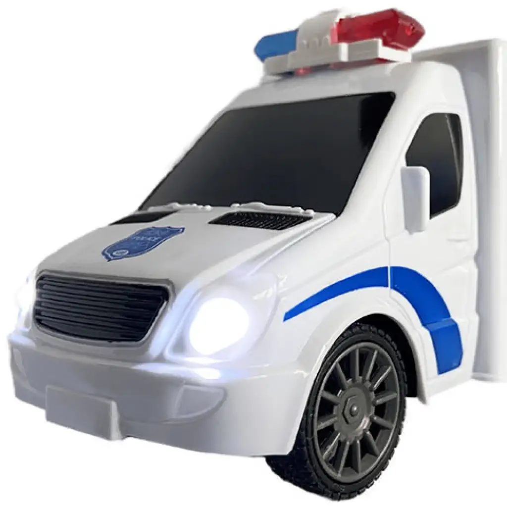 RC Távirányítós rendőr kisbusz fény és hang effektekkel 1:18-as méretarány 20cm kép 4