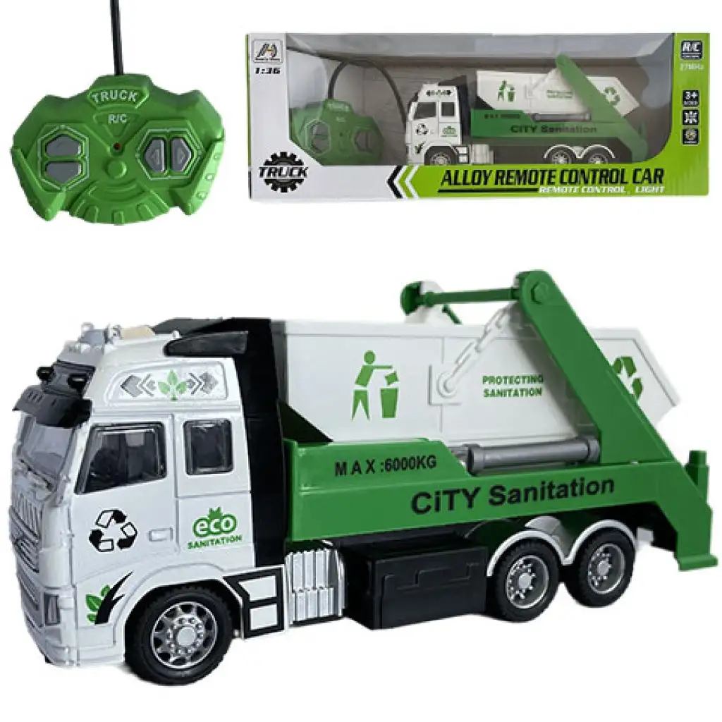 RC Távirányítós hulladék vagy konténer szállító teherautó fénnyel 27MHz 1/36 20cm kétféle változatban kép 2