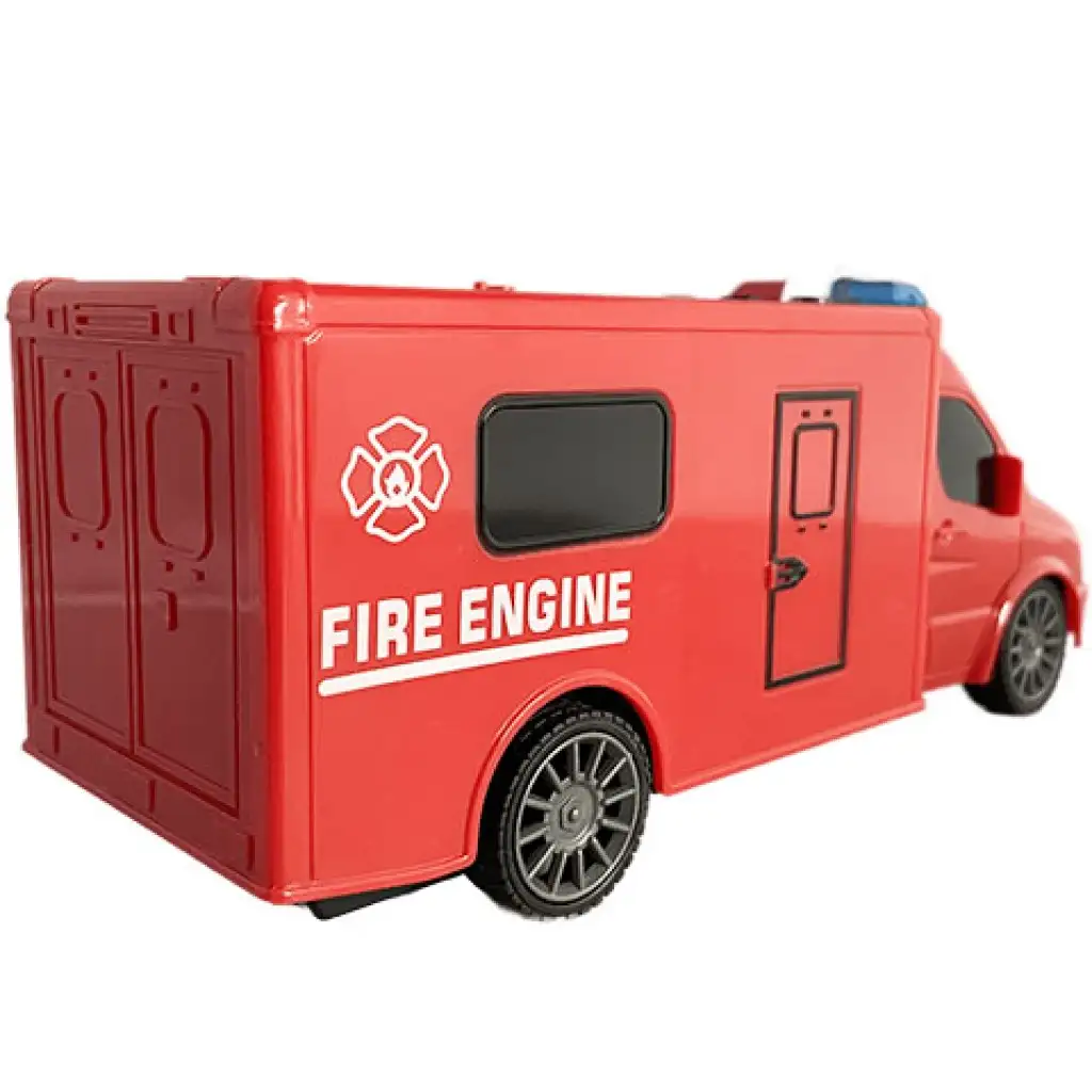 RC Távirányítós tűzoltó kisbusz fény és hang effektekkel 1:18-as méretarány 20cm kép 2