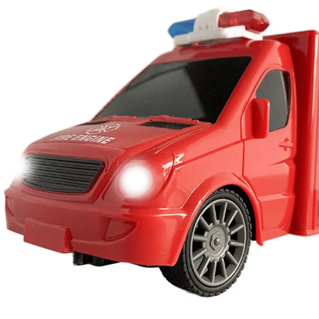 RC Távirányítós tűzoltó kisbusz fény és hang effektekkel 1:18-as méretarány 20cm kép 4