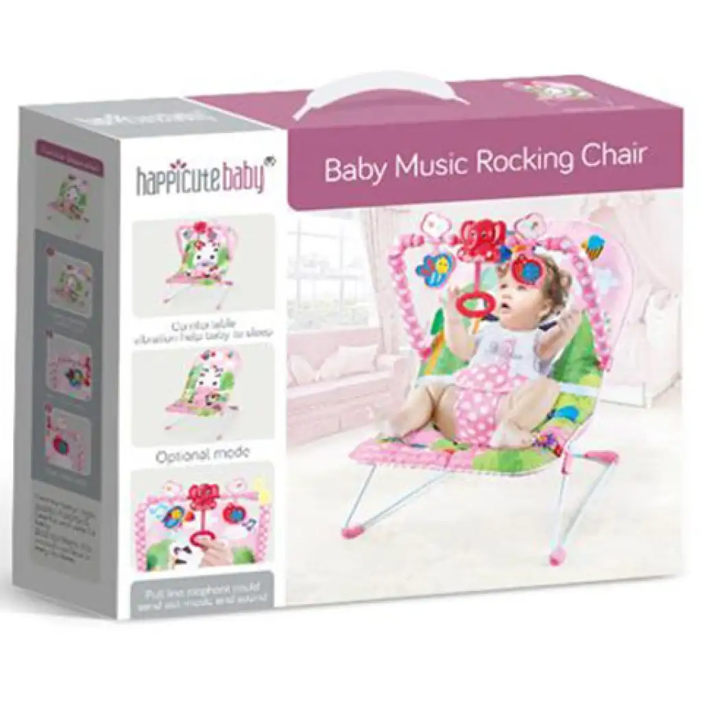 Rezgő és zenélő pihenőszék pink színben zebra mintával kép 2