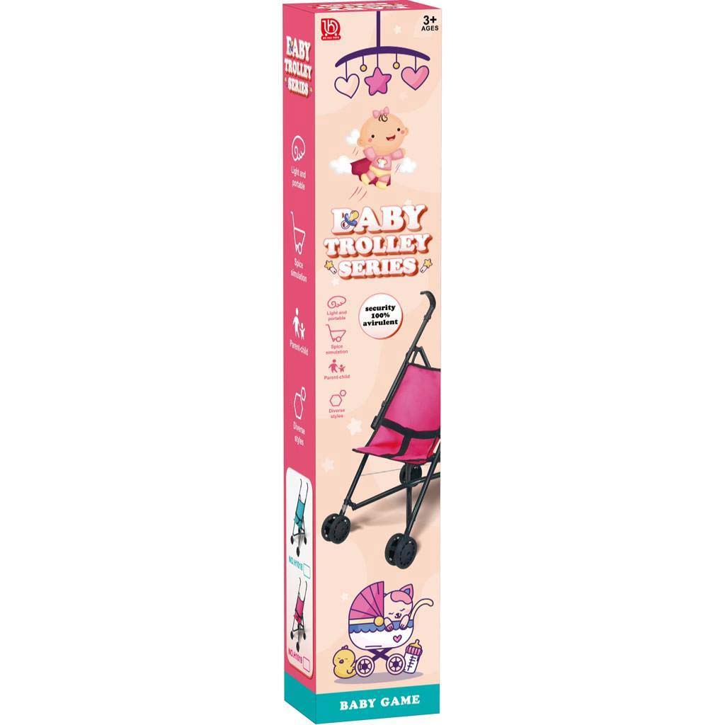 Luna: Rózsaszín babakocsi dobozban 26x48x52cm