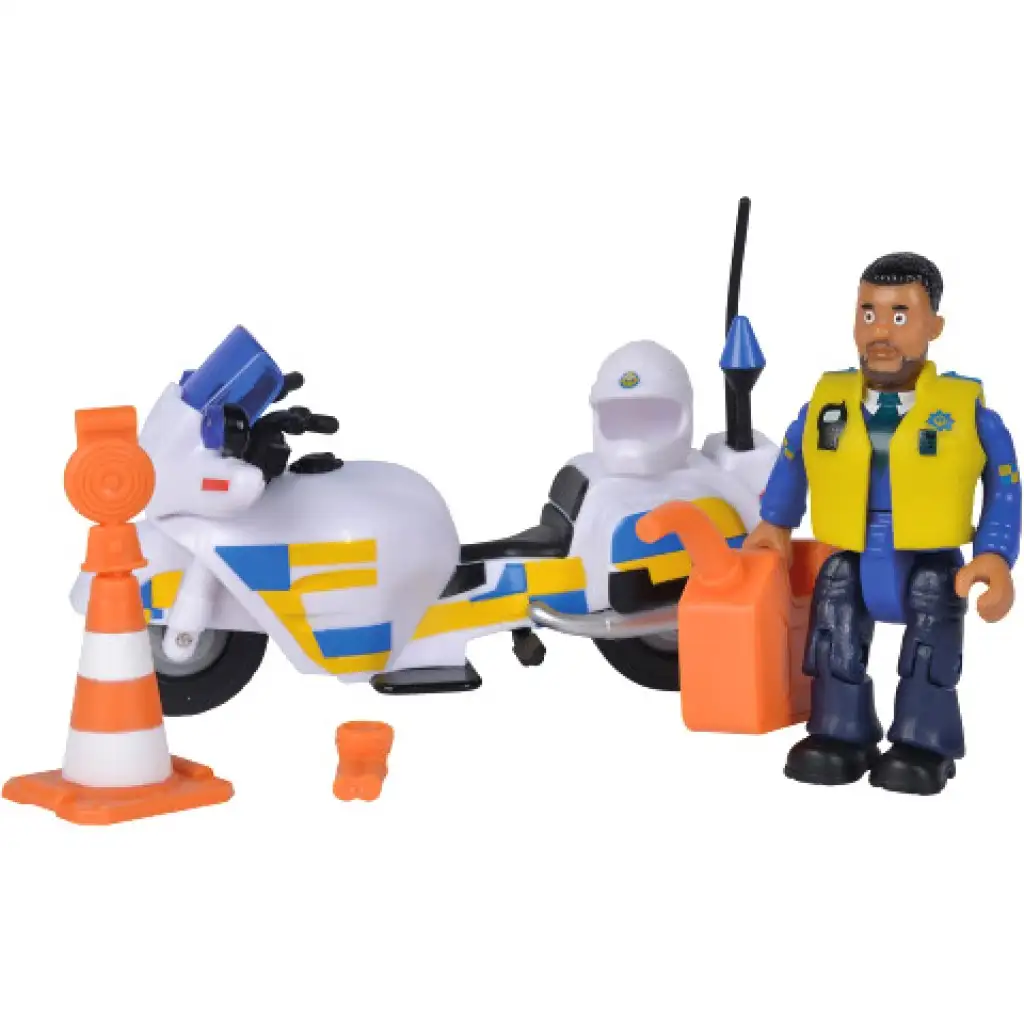 Sam a tűzoltó: Malcolm motoros rendőr figuraszett - Simba Toys kép 2