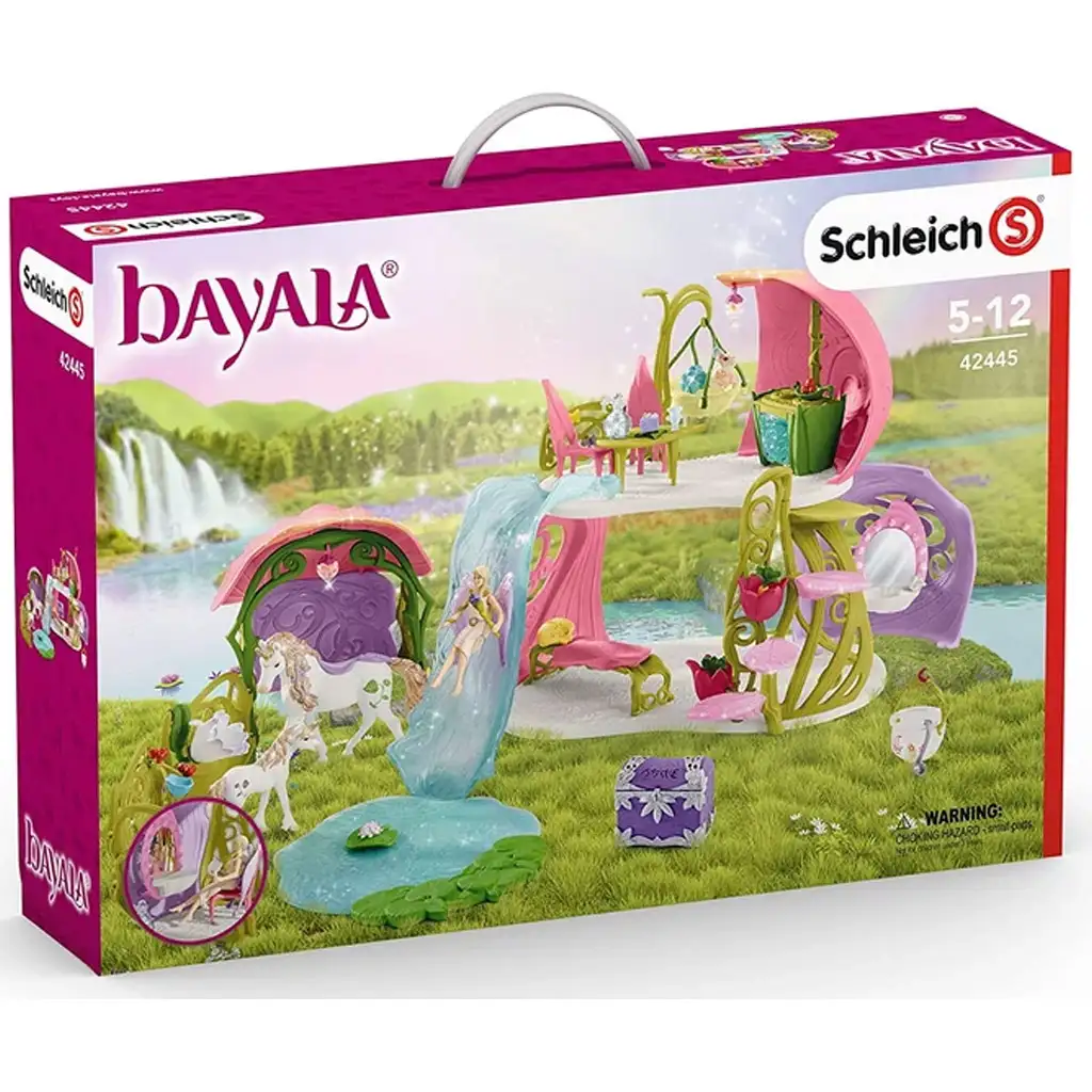 Schleich: Bayala - Csillogó virágház unikornisokkal istállóval és tóval játékszett (42455)