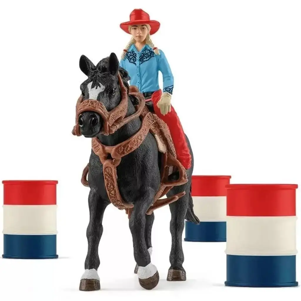 Schleich: Farm World - Hordóverseny cowgirllel játékszett (42576) kép 2