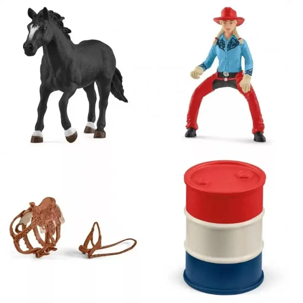 Schleich: Farm World - Hordóverseny cowgirllel játékszett (42576) kép 3