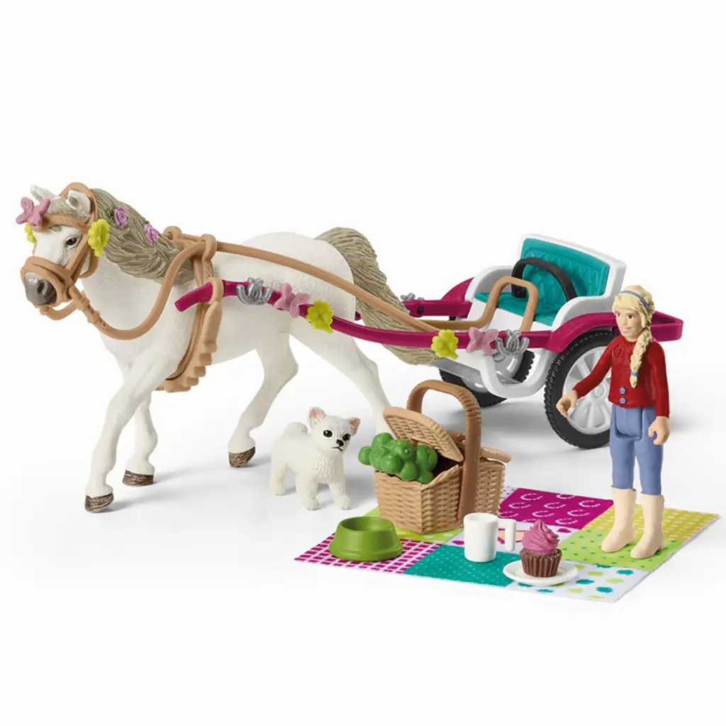 Schleich: Horse Club - Kocsi lovasbemutatóhoz piknikkel játékszett (42467) kép 2