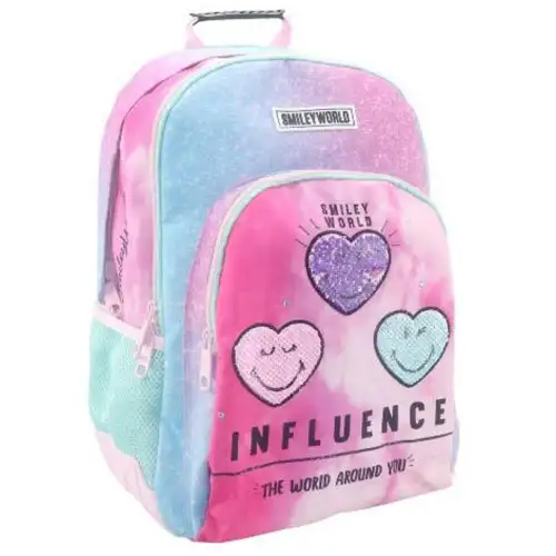 Smiley World lekerekített iskolatáska, hátizsák 33x16x45cm
