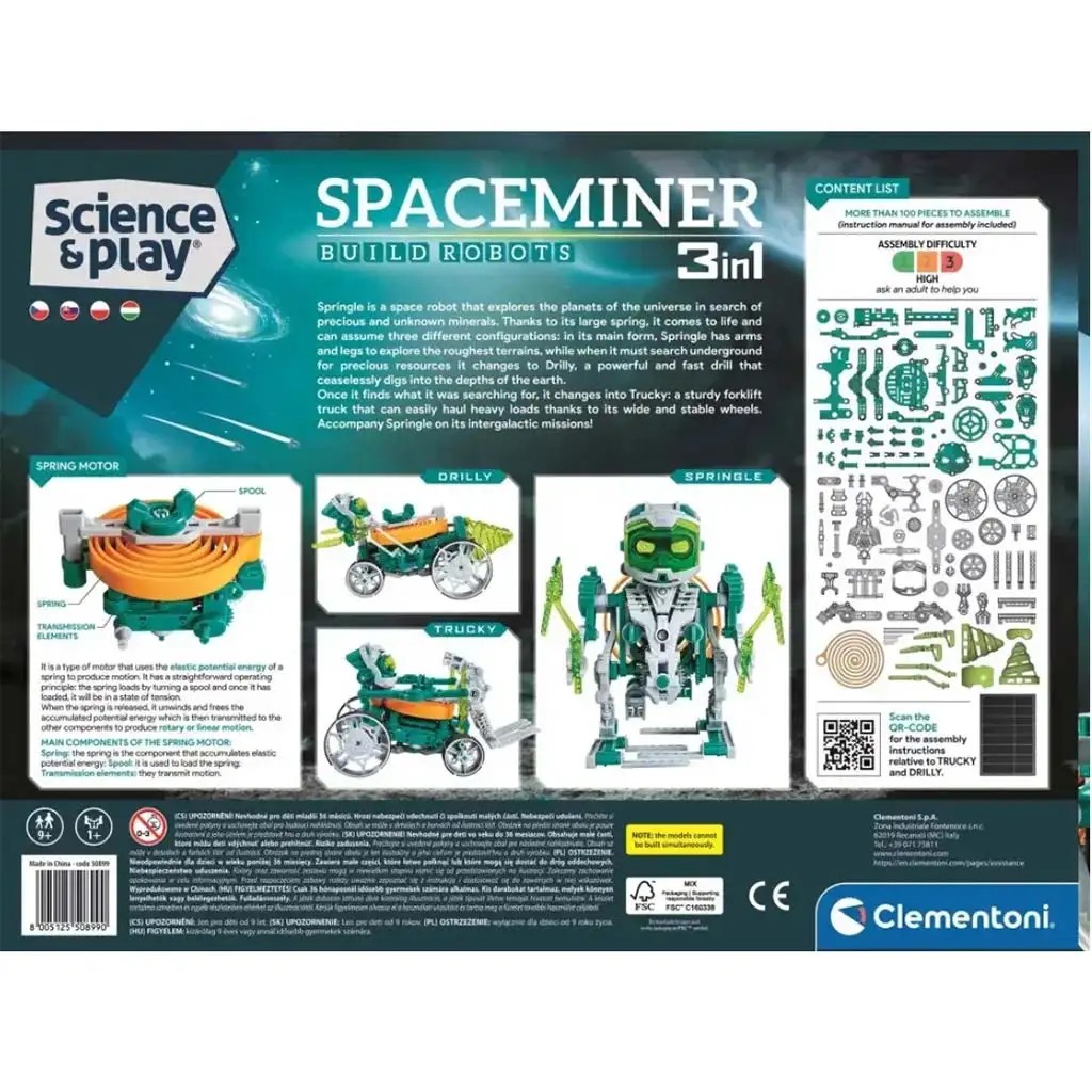 Science & Play: 3 az 1-ben megépíthető űrbányász robot - Clementoni kép 5