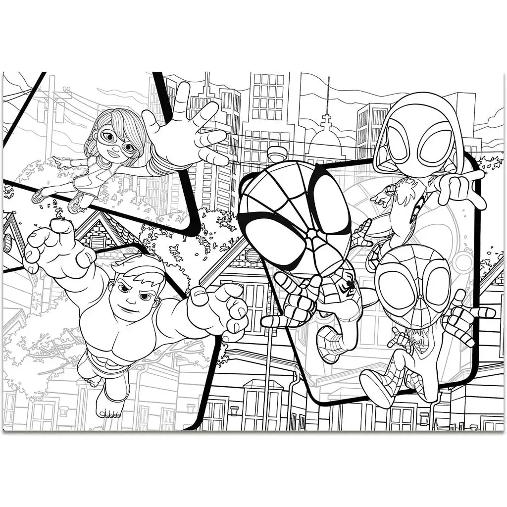 Marvel Spidey 2 az 1-ben maxi 4x48db-os puzzle és színező 35x25cm - Lisciani kép 3