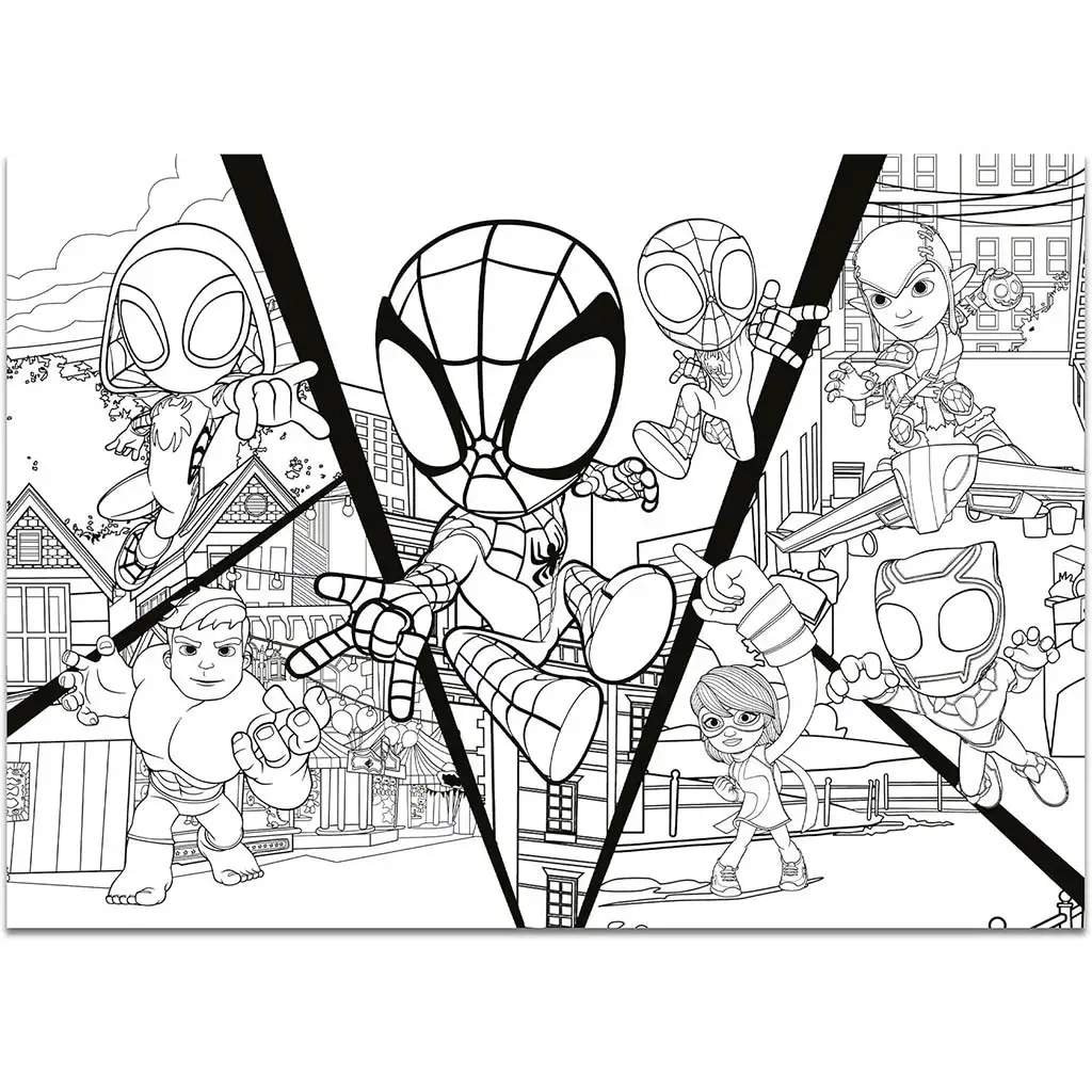 Marvel Spidey 2 az 1-ben maxi 4x48db-os puzzle és színező 35x25cm - Lisciani kép 5