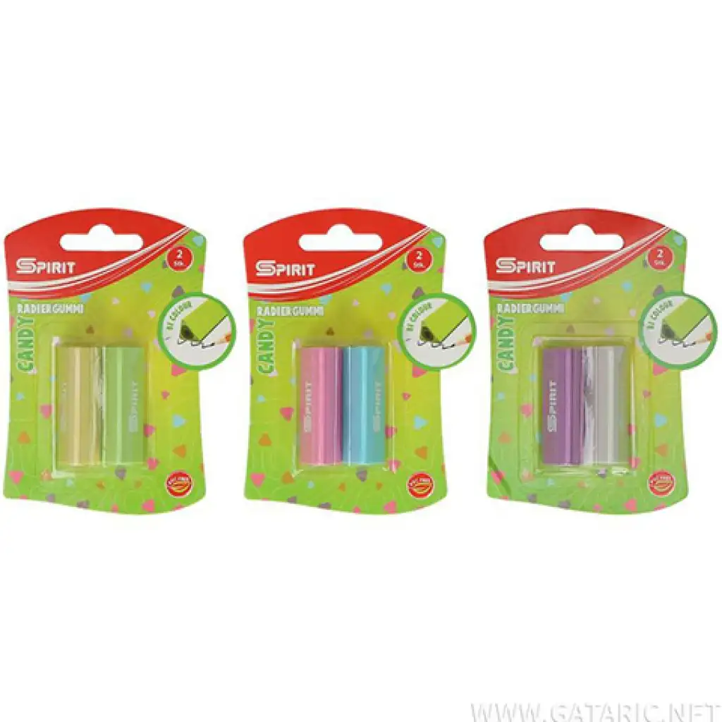 Spirit: Candy háromszög alakú radír többféle színben 2db-os szett