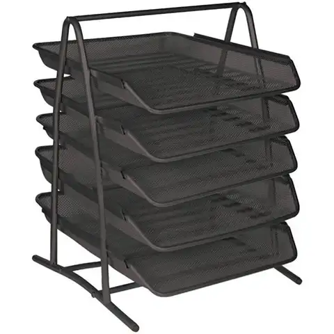 Spirit: Fémhálós 5 emeletes kihúzható irattálca fekete színben