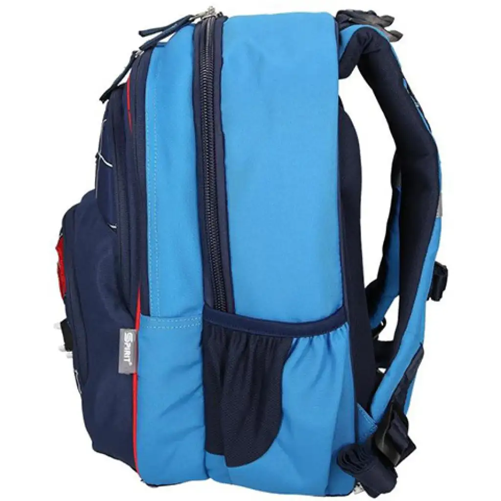 Spirit: Foci mintás kék színű négyrekeszes ergonómikus iskolatáska kép 2