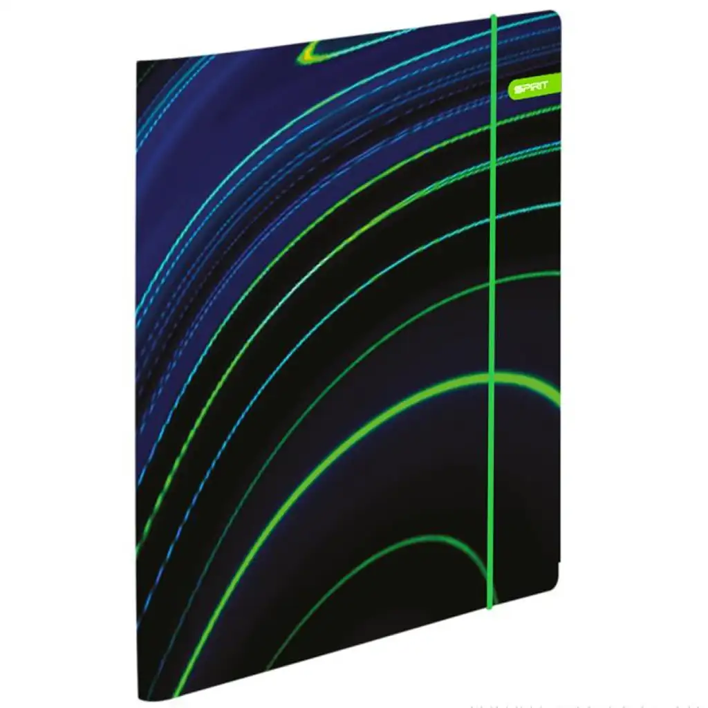 Spirit: Blue Stripes kék-zöld csíkok fekete alapon iskolatáska, hátizsák 4db-os szett 41x20x32cm kép 3