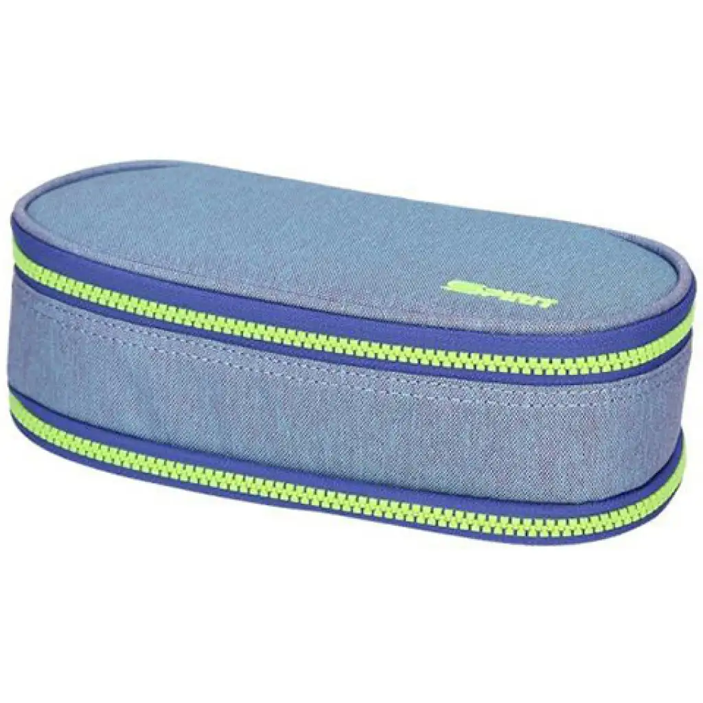 Spirit: Farmerkék ovális emeletes tolltartó 23x10cm