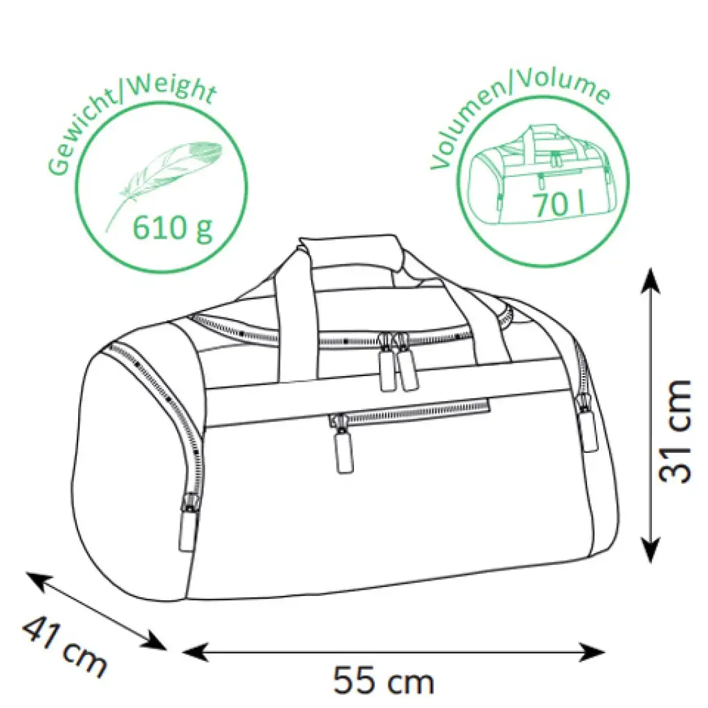 Spirit: Indigókék sporttáska neonzöld cipzárral 55x31x41cm kép 2