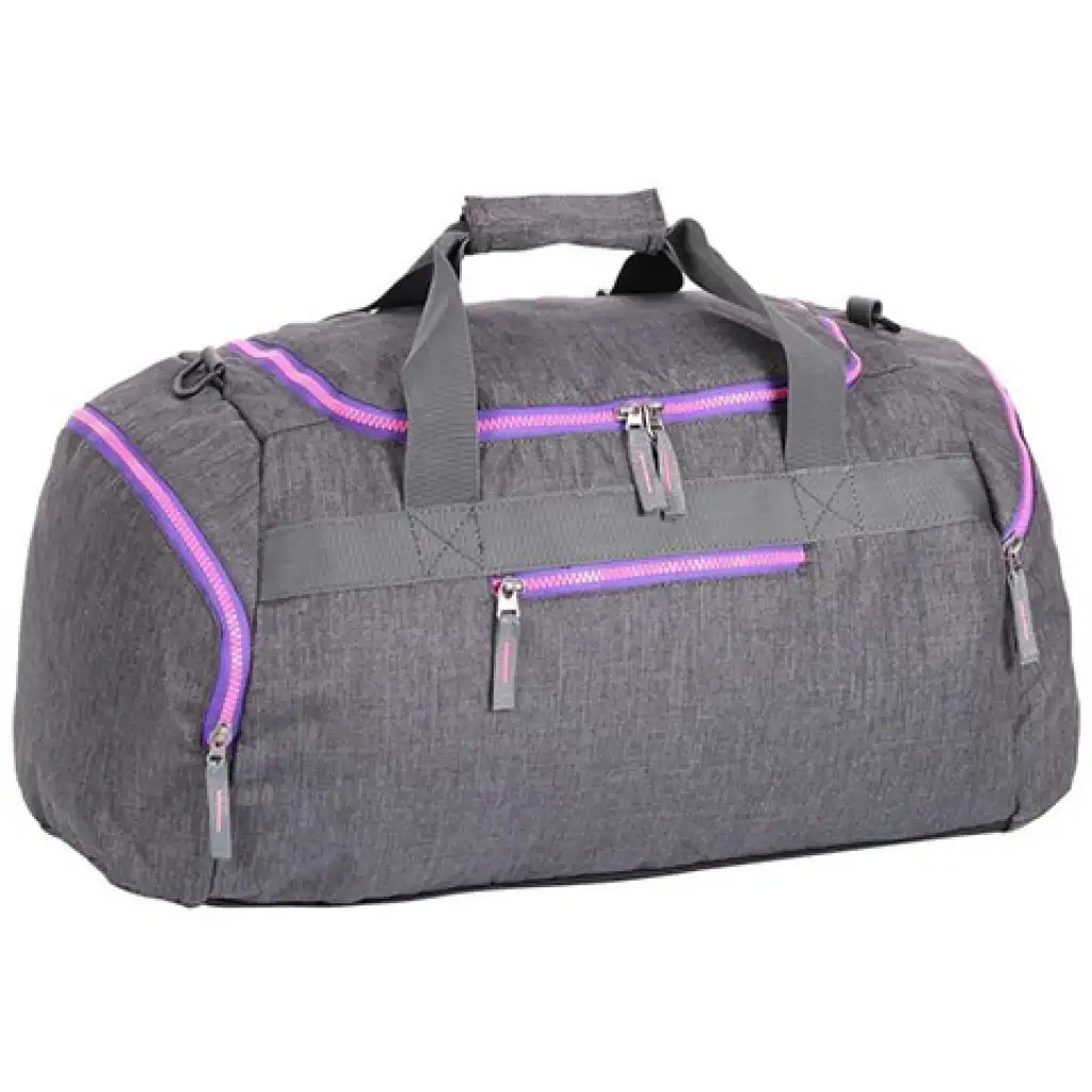Spirit: Szürke sporttáska neon rózsaszín cipzárral 55x31x41cm