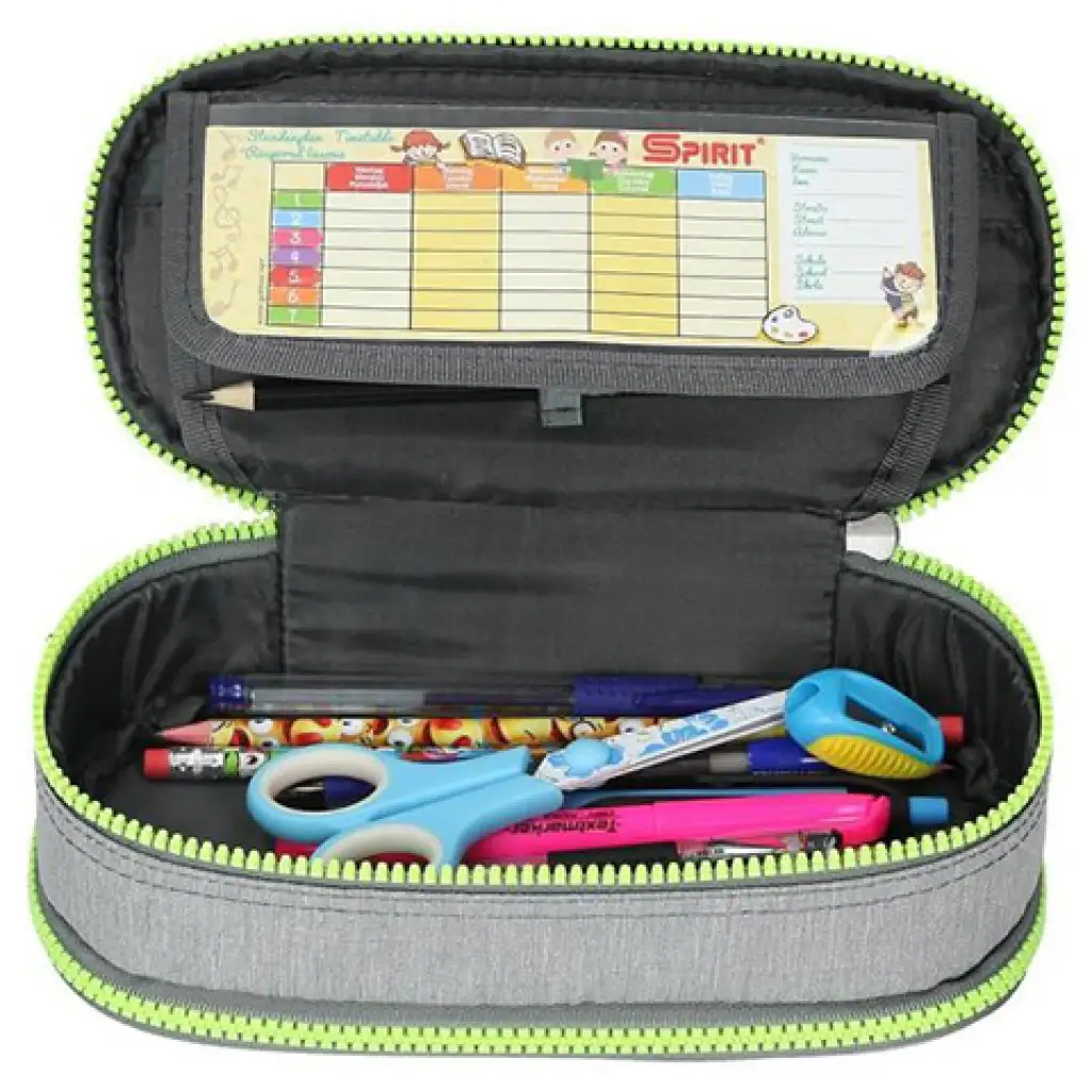 Spirit: Világos szürke színű ovális emeletes tolltartó 23x10cm kép 2