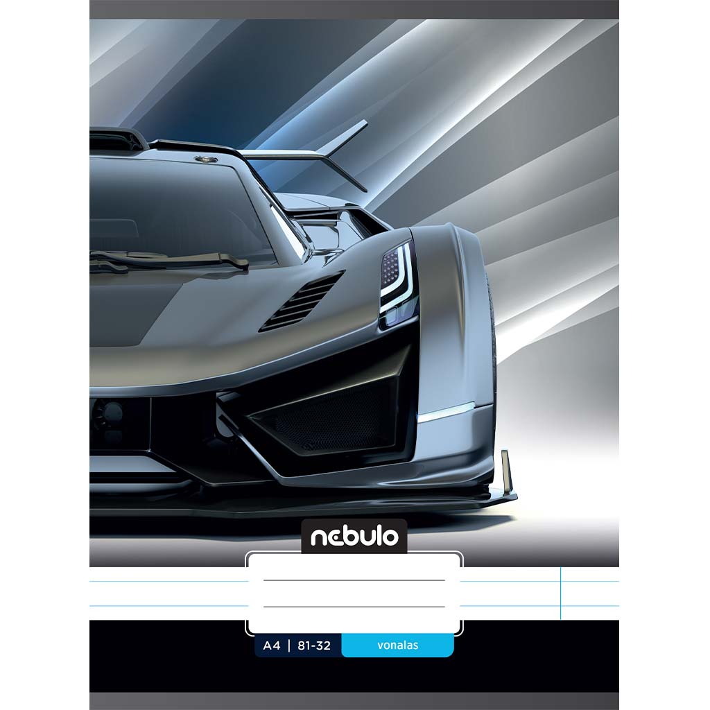 Nebulo: Tűzött vonalas sport autó mintás füzet 81-32 A/4