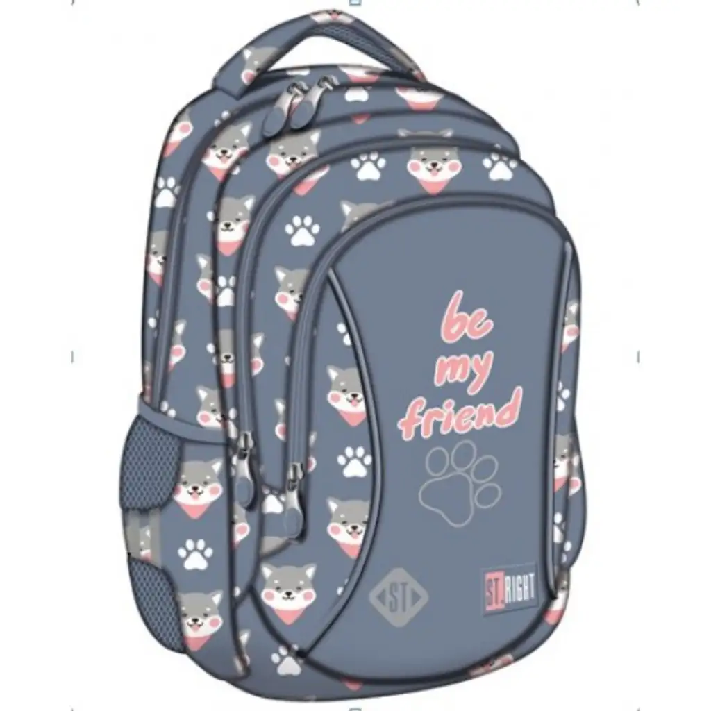St.Right Be My Friend kutyus mintás iskolatáska hátizsák 15"