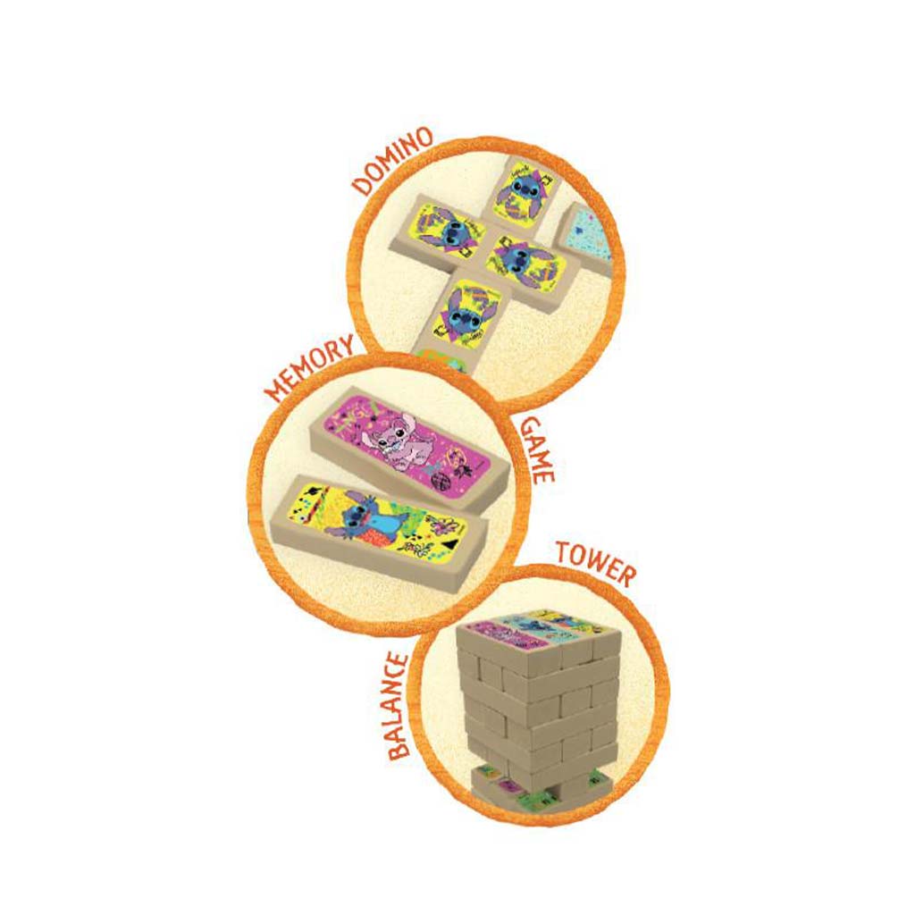 Luna: Disney Stitch 3az1-ben társas - Jenga, Dominó és Memóriajáték kép 3