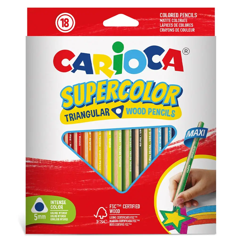 Supercolor háromszög alakú 18db-os maxi színesceruza szett - Carioca