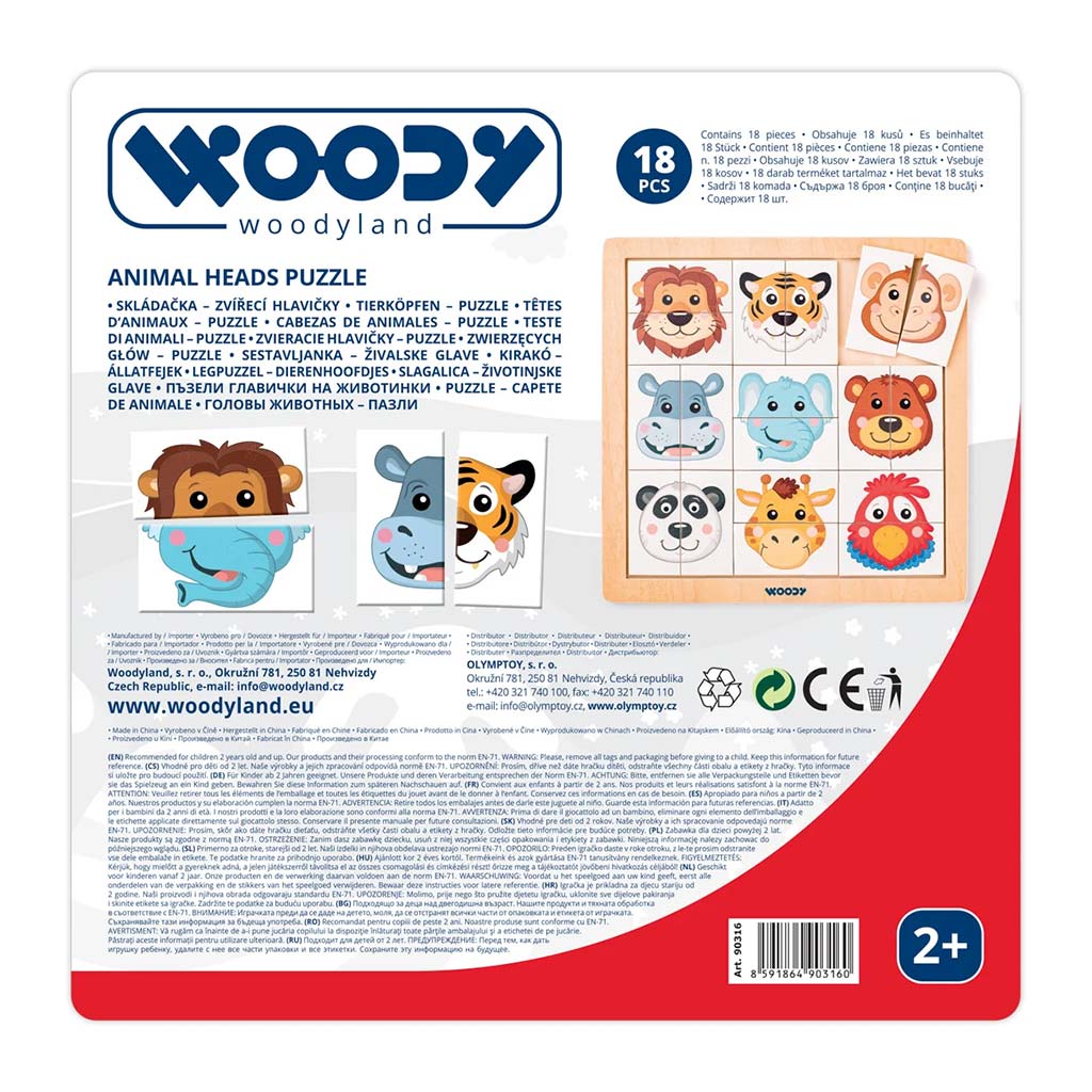 Montessori Szafari állatfejes fa kirakó - Woodyland kép 2