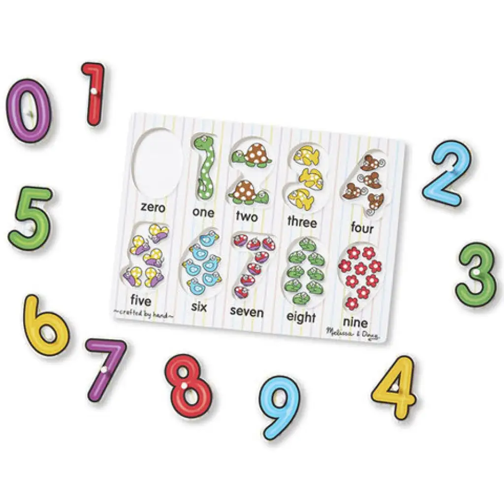 Számok fa puzzle fogantyúval - Melissa & Doug kép 2