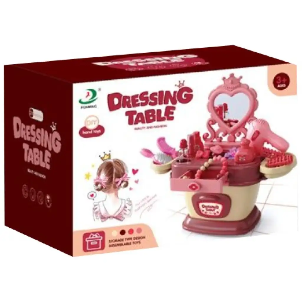 Szétnyitható tükrös szépítkező asztal 58db-os szett kép 2