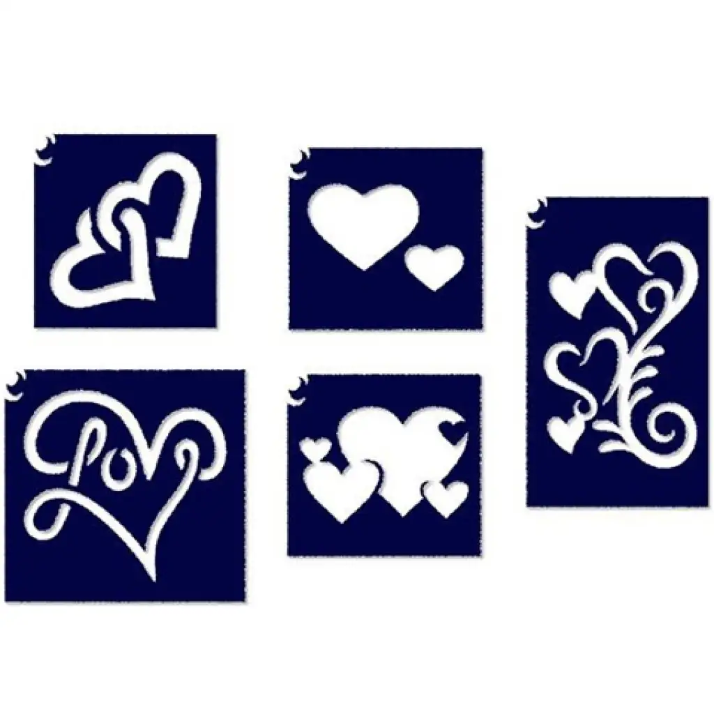 Szív csillámtetoválás sablon szett 5db-os