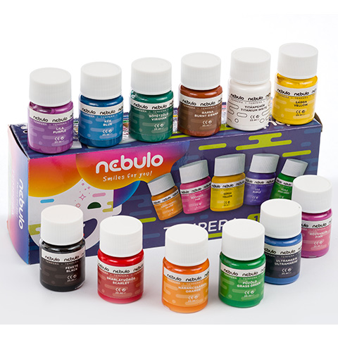 Nebulo: Színes tempera készlet 25ml-es tégelyben 12db-os szett kép 2