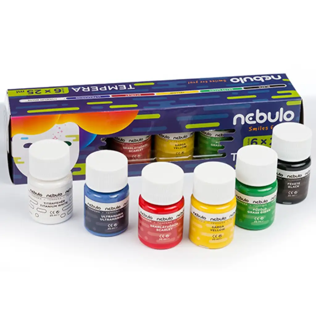 Nebulo: Színes tempera készlet 25ml-es tégelyben 6db-os szett kép 2