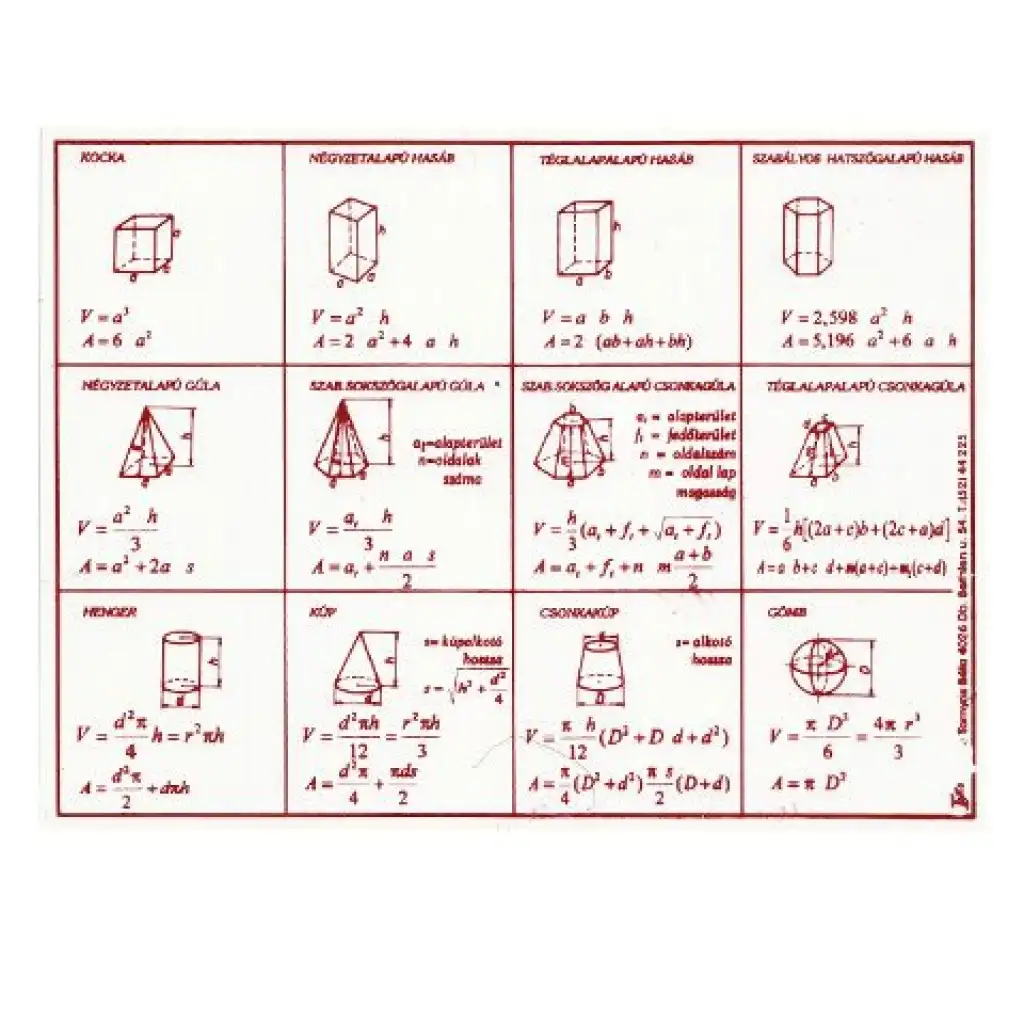Téridom táblázat A/5-ös méret