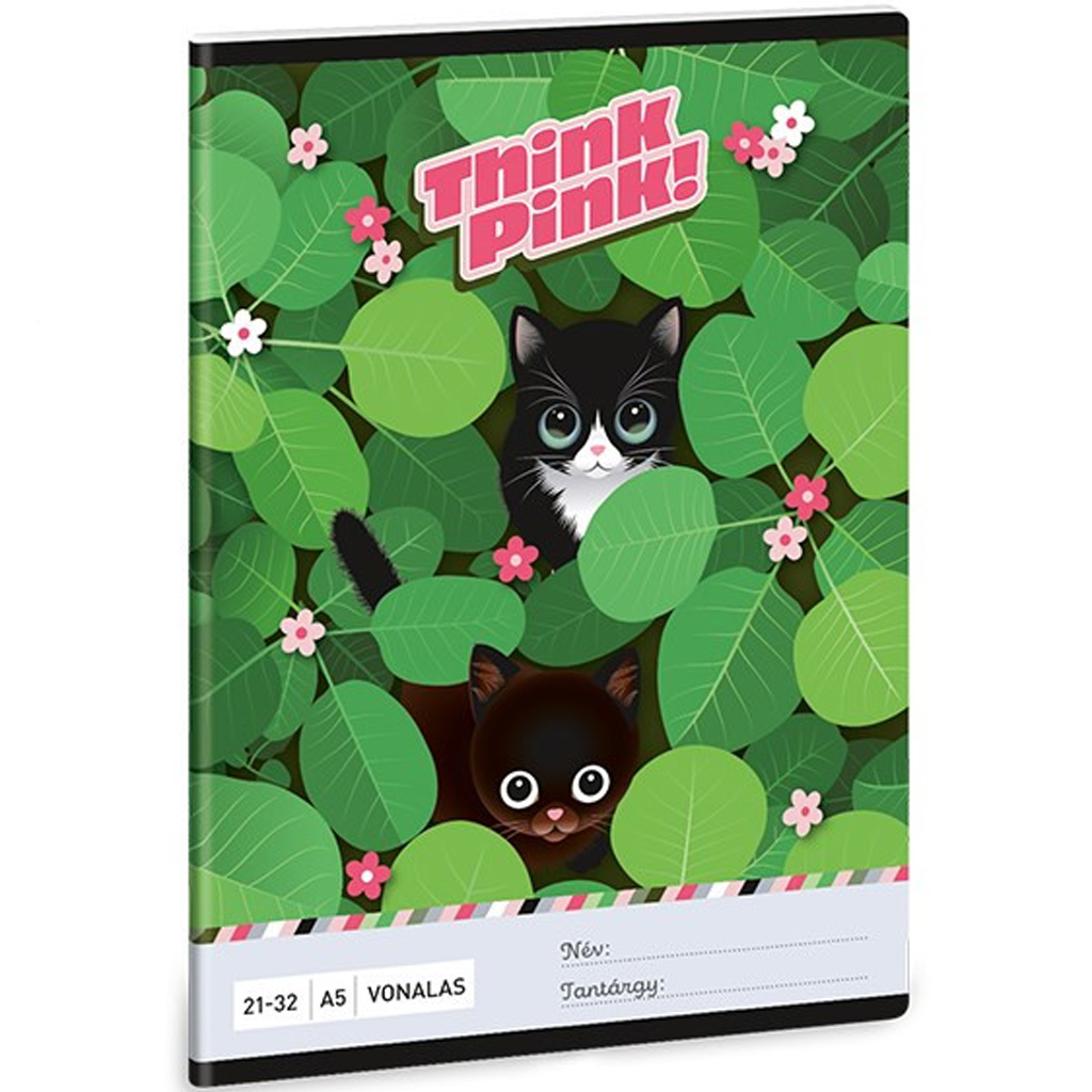 Ars Una: Think Pink cicás vonalas füzet A/5 21-32