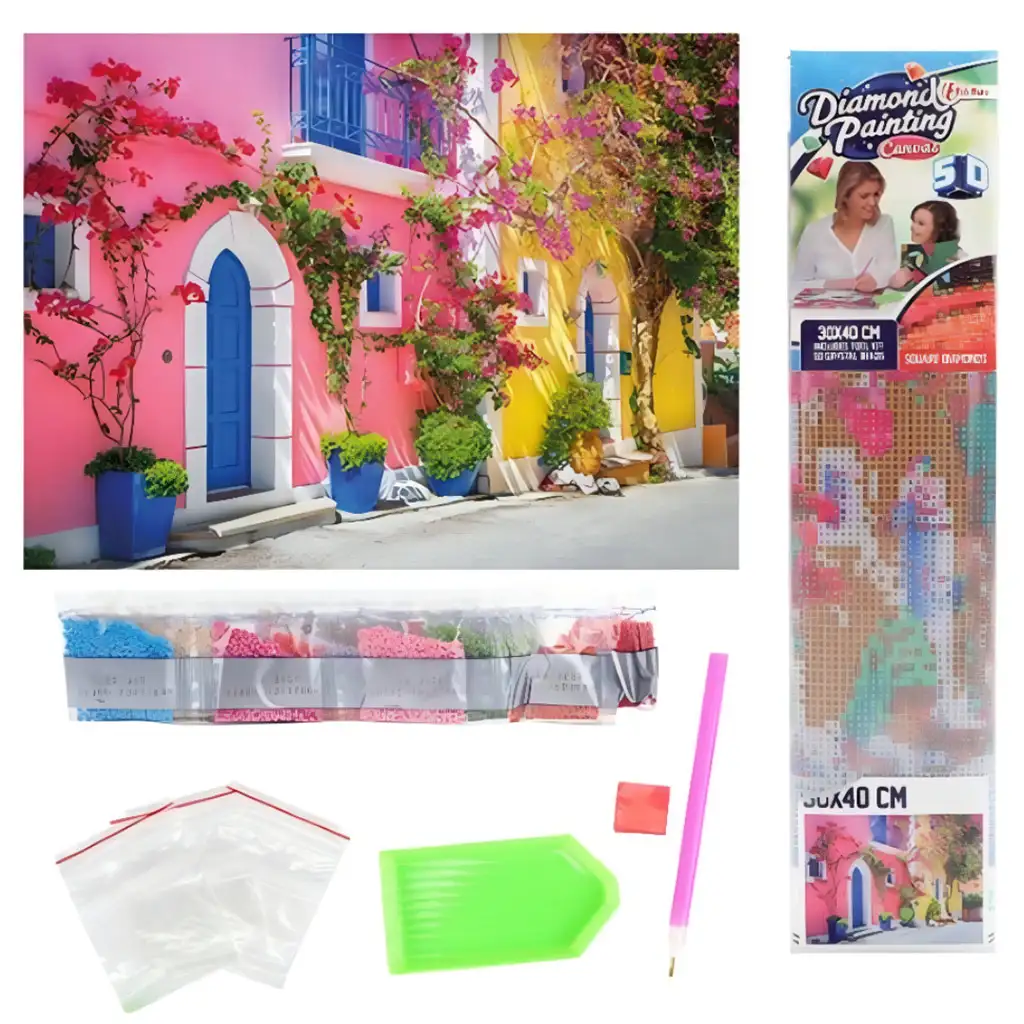 Gyémántszemes kirakó: Görögország színei gyémántfestő szett 30x40cm kép 2