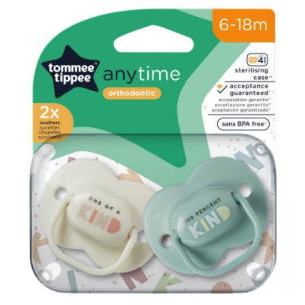 Tommee Tippee: AnyTime 2 db-os fogszabályzós cumi szett (6-18 hó)
