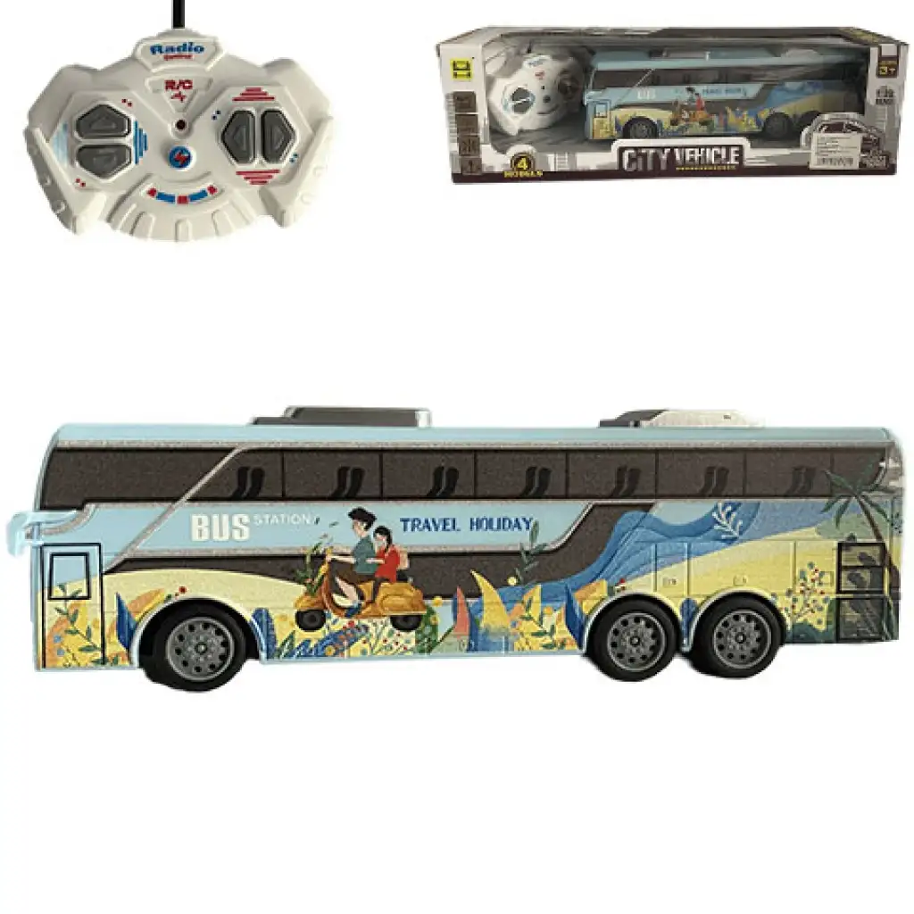 RC Távirányítós Travel Holiday City Busz fénnyel 27MHz 1/32-es méretarány 25cm