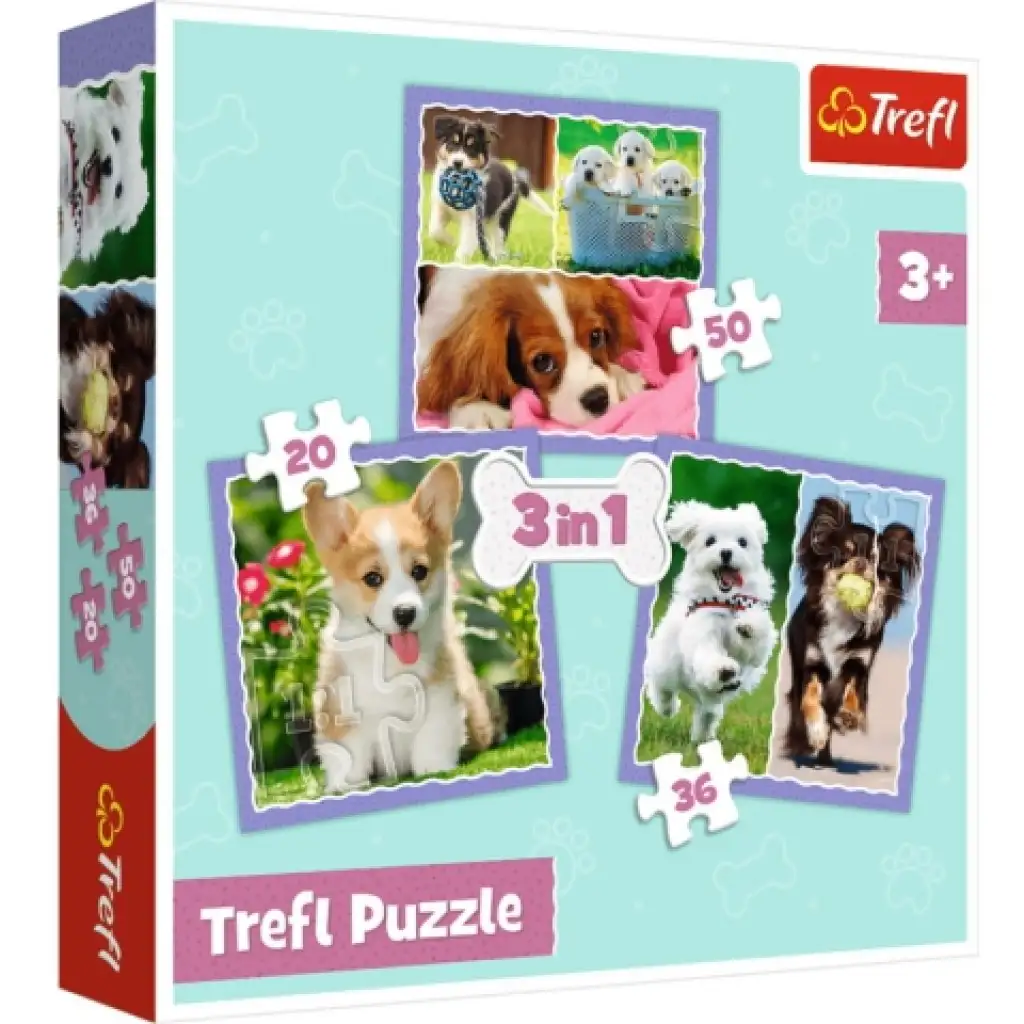 Cuki kutyusok 3 az 1-ben 50-36-20db-os puzzle - Trefl